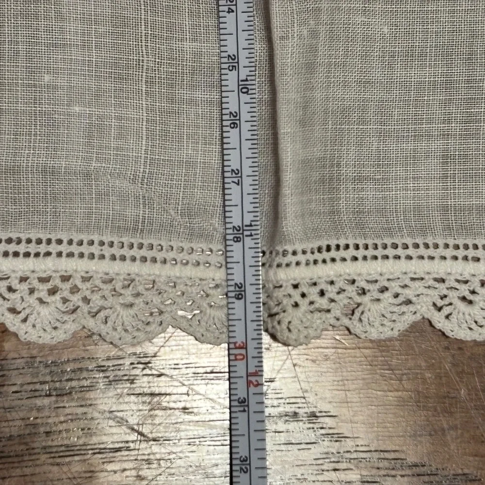 Vintage White Crochet Lace Trim Hemstitch Linen Handkerchief